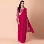 X Ridhi Mehra Pink Ruffled Pre-Stitched Saree