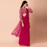 X Ridhi Mehra Pink Ruffled Pre-Stitched Saree