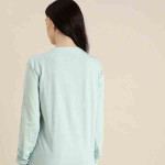 Women Blue Printed Round Neck Oversized T-shirt