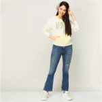 "Women Solid Bootcut Dark Jeans "
