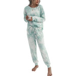 AMABMB Women's Pajama Sets Tie Dye Sweatsuit Long Sleeves Pullover Sleepwear Set 2 Pcs Lounge Jogger Set Nightwear