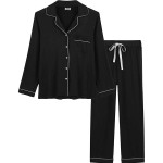 Joyaria Womens Soft Bamboo Pajama Sets Button Down Long Sleeve Pj Pants Set Sleepwear