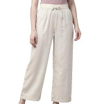 Juniper Offwhite Rayon Flex Solid Wide Leg Palazzo