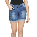 Club A9 Women's Dark Blue Denim Shorts | Regular Fit | Stretchable