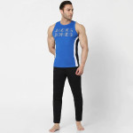 Men Blue Colourblocked Cotton Basic Innerwear Vest