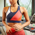 White & Navy Blue Colourblocked Full Coverage Rapid-Dry Training Bra