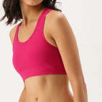 Fuchsia Solid Non-Wired Non Padded Sports Bra