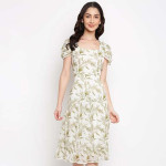 "Women Botanical Print A-line Dress "