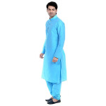 Vastramay Men's Cream Cotton Silk Blend Kurta and Pyjama Set