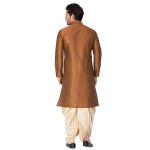 VASTRAMAY Men's Black Cotton Silk Blend Kurta and Dhoti Pant Set