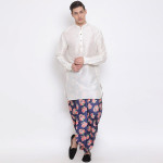 "Men Blue & Pink Floral Printed Dhoti "