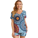 POKWAI Womens Pajama Sets Shorts Summer Soft Pj Set 2 Piece Sleepwear With Pockets