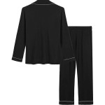 Joyaria Womens Soft Bamboo Pajama Sets Button Down Long Sleeve Pj Pants Set Sleepwear