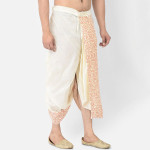 "Men Off White & Orange Printed Dhoti Pants "