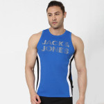 Men Blue Colourblocked Cotton Basic Innerwear Vest