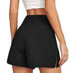 LOSACHE Women's Solid High Waist Shorts