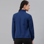 Women Blue Solid Sporty Jacket