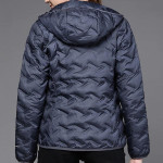 Women Navy Blue Reflective Strip Outdoor Puffer Jacket