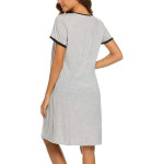 Ekouaer Women's Nightgown Short Sleeve Sleepwear Comfy Sleepshirts Pleated Scoopneck Nightshirt