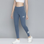 Women Grey Solid Power Graphic Leggings