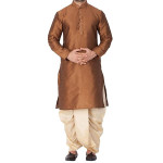 VASTRAMAY Men's Black Cotton Silk Blend Kurta and Dhoti Pant Set