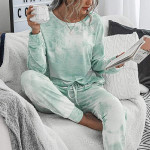 AMABMB Women's Pajama Sets Tie Dye Sweatsuit Long Sleeves Pullover Sleepwear Set 2 Pcs Lounge Jogger Set Nightwear