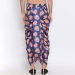 "Men Blue & Pink Floral Printed Dhoti "