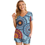 POKWAI Womens Pajama Sets Shorts Summer Soft Pj Set 2 Piece Sleepwear With Pockets