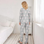 Ekouaer Womens Pajama Set Long Sleeve Sleepwear Star Print Nightwear Soft Pjs Lounge Sets with Pockets