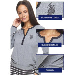 U.S. Polo Assn. Womens Casual Long Sleeve Shirt and Pajama Pants Sleep Sleepwear Set