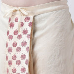 "Men Cream-Coloured & Red Printed Dupion Silk Dhoti "