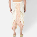 "Men Off White & Orange Printed Dhoti Pants "