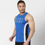 Men Blue Colourblocked Cotton Basic Innerwear Vest