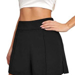 LOSACHE Women's Solid High Waist Shorts