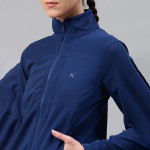 Women Blue Solid Sporty Jacket