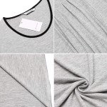 Ekouaer Women's Nightgown Short Sleeve Sleepwear Comfy Sleepshirts Pleated Scoopneck Nightshirt