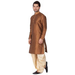 VASTRAMAY Men's Black Cotton Silk Blend Kurta and Dhoti Pant Set